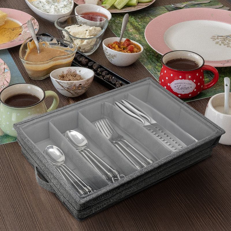 Sorbus Flatware Storage Chest with Clear Lid Gray, 2 of 6