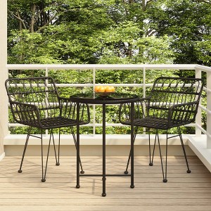 vidaXL 3 Piece Patio Dining Set Black Poly Rattan - 1 of 4