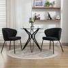 Set Of 2 Dining Chairs with Black Legs,Boucle Fabric Dining Chair with Wing Back, Leisure Armless Chair Upholstered Accent Kitchen Chairs-Cuddlewood - 2 of 4