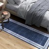 Solid Bordered Rug, Machine Washable Soft Geometric Throw Carpet, Non-Slip Low-Pile Indoor Floor Mat for Living Room, Bedroom, Office - 3 of 4