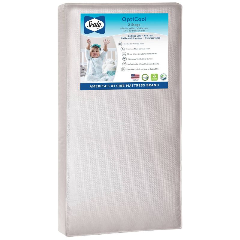 Sealy OptiCool 2-Stage Cool Foam Crib and Toddler Mattress, 1 of 7
