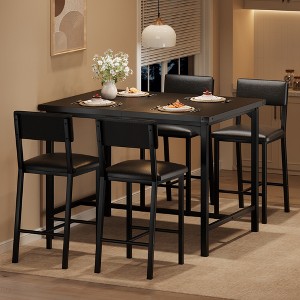 Garvee 3-Piece Dining Table Set W/Footrest & 2 Upholstered Chairs, High Table and Chairs Set with Corner Protector, for Pub, Dining - 1 of 4