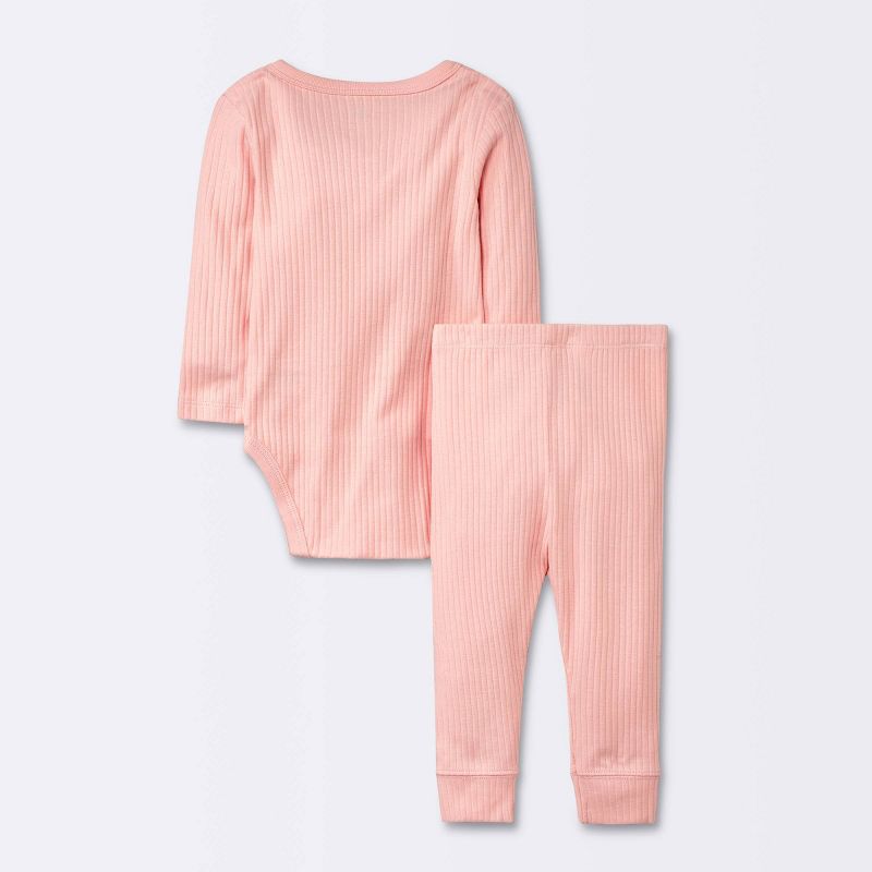 Baby Basic Wide Rib Side Snap Bodysuit &#38; Pants Set - Cloud Island&#8482; Pink, 3 of 6
