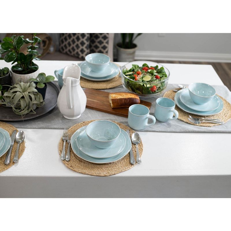 Elanze Designs 16-Piece Reactive Glaze Ceramic Stoneware Dinnerware - Service for 4, Ice Blue, 5 of 7