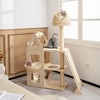 Tangkula 52" Tall Cat Tree w/ Scratching Post Ball & Board Plush Condo Padded Perch - 3 of 4