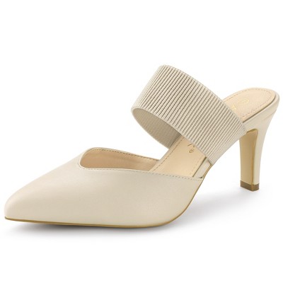 Allegra K Women's Pointed Toe Elastic Strap Slip-On Stiletto Heels Mules