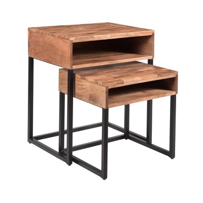 Set of 2 Giocoso Nesting Tables Brown/Black - Treasure Trove Accents