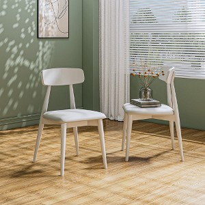 ATJafurn White Upholstered Dining Chairs No Assembly Required Solid Wood Side Chairs (Set of 2) - 1 of 4