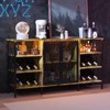 coucheta Farmhouse Wine Bar Cabinet with Wine Rack and Glass Holder, Rustic Coffee Bar with Led Light, Sideboard Buffet Cabinet for Liquor and Glasses - 3 of 4