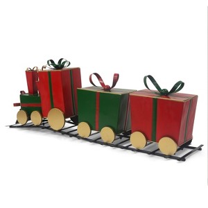 Gulches Festive Iron Train Decor with Gift-Shaped Carriages, Christmas Holiday Accent - 1 of 4
