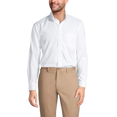 Lands' End School Uniform Men's Tailored Fit No Iron Solid Supima Cotton Pinpoint Buttondown Collar Dress Shirt