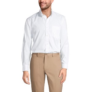 Lands' End School Uniform Men's Tailored Fit No Iron Solid Supima Cotton Pinpoint Buttondown Collar Dress Shirt - 1 of 4