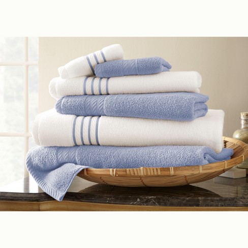 Modern Threads 6 Piece Quick Dry Stripe Towel Set, Light Blue : Target