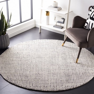 Handmade Gray and Ivory Abstract Wool Square Rug