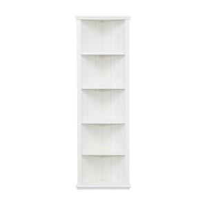 Gulches Set of 2 75.25'' Tall 5-Tier Triangle Sided Bookshelves - White Corner Bookcases with Adjustable Shelves, Space-Saving - 1 of 4
