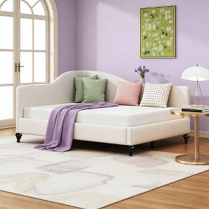 Luxystar Full Size L-Shaped Linen Upholstered Daybed with Solid Wood Legs - 1 of 4