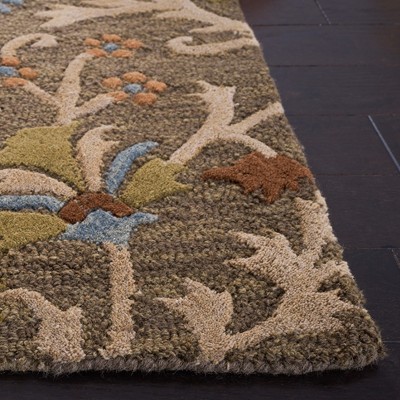 Handmade Blue Wool Tufted Floral Area Rug 5' x 8'