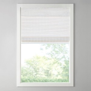 Vynxaria 33"Wx64"L Bamboo Light Filtering Roman Shade,White(Only 1 PC) - 1 of 4
