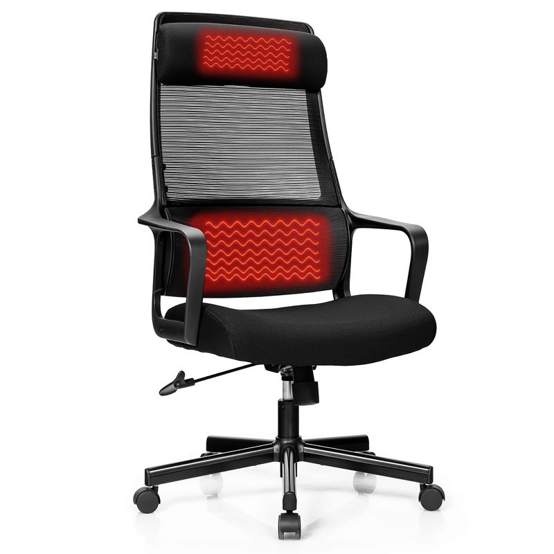 Costway Adjustable Mesh Office Task Chair Heating Lumbar Support Headrest Grey\Black, 1 of 11