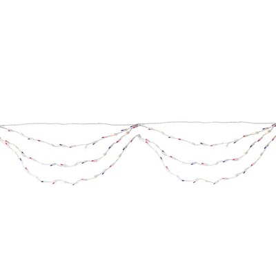 Northlight 105 Red and Blue Mini Swag Fourth of July Lights - 6 ft White Wire