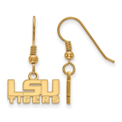 Black Bow Jewelry 14k Yellow Gold Plated Sterling Silver Louisiana State Fighting Tigers NCAA Dangle Earring - image 1 of 3