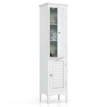 HOMCOM Bathroom Storage Cabinet Tall Towel Organizer Wood Tower Shelves  Cupboard, 1 Unit - Foods Co.