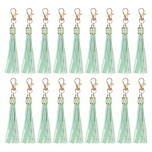 Unique Bargains PU Leather Keychain with Lobster Swivel Crafts Tassels 18 Pcs - 1 of 4