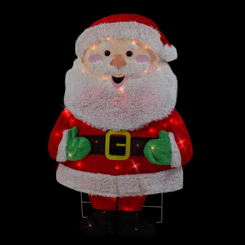 Northlight 32" Lighted 2D Chenille Santa Outdoor Christmas Decoration, 3 of 7