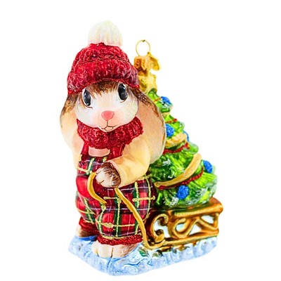 Glitter Lab 5.25 In Baby Hare In Tartan Pants Christmas Tree Ornament , Christmas Decor Animal Rabbit Holiday (1PC)
