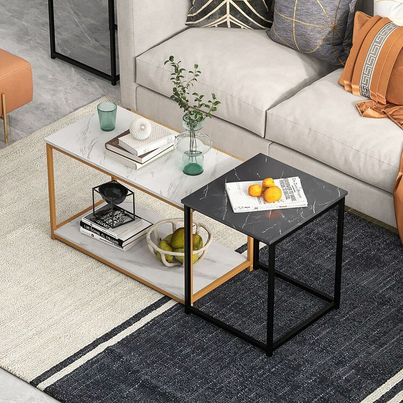 Tangkula Set of 3 Nesting Table Modern Coffee Side Sofa Table Faux Marble Top Living Room, 2 of 11