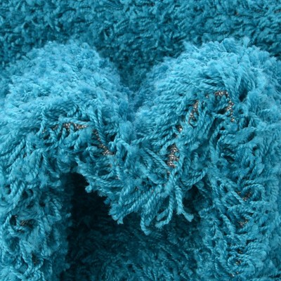 Turquoise 9' x 12' Rectangular Solid Shag Synthetic Area Rug