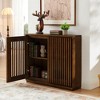 Vynxaria Mid Century Fluted Hollowed Out Sideboard Cabinet,Storage Buffet Cabinet, Storage Cabinet for Living Room, Entryway, Hallway, Kitchen, Walnut - 2 of 4