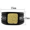 Slickblue Men’s Two-Tone Ring – Black Band with Gold Square Center & CZ Accents, Stainless Steel, Sizes 8 to 13 - 2 of 4