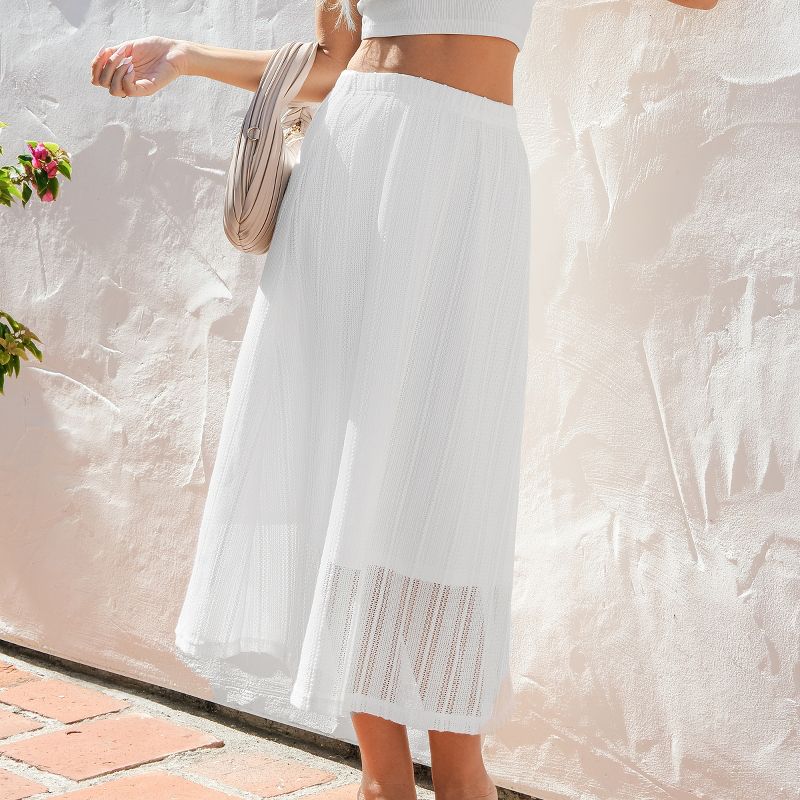 Women's Woven White Mesh Maxi Skirt - Cupshe, 4 of 8