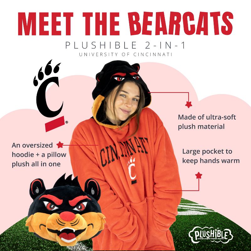 University of Cincinnati Bearcats Snugible Blanket Hoodie & Pillow, 3 of 10