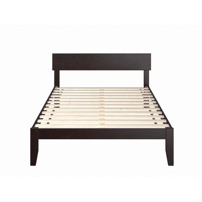 Espresso Full Wood Platform Bed with Slats and Headboard