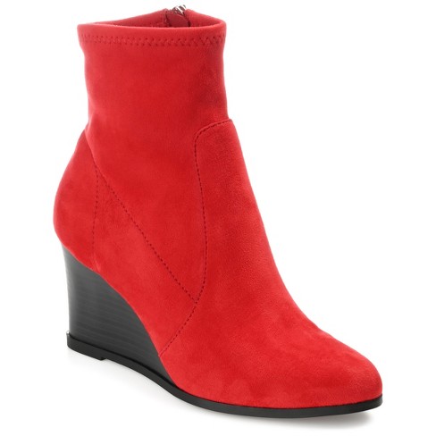 Journee Collection Womens Hepburn Tru Comfort Foam Inside Zip Wedge Booties,  Red 6 : Target