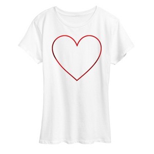 Women's - Instant Message - Heart Outline Red Foil Short Sleeve Graphic T-Shirt - 1 of 4