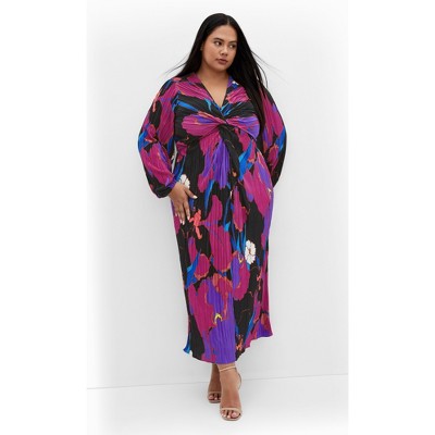 CITY CHIC | Women's Plus Size Kaya Print Maxi Dress - purple floral - 12 Plus