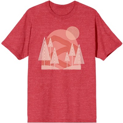 Adventure Society Pine Trees And Mountains Men's Heather Red T-shirt ...