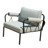 Royal Hampton 33 Inch Patio Side Chair, Armless, Sectional, Black Metal, Gray Fabric - 3 of 4