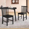 Costway Rustic Dining Chairs Set of 2 with Slat Tilt Backrest, Wide Seat, Rubber Wood Legs White/Black - 2 of 4