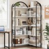 Corner Bookshelf Arched Bookcase, L Shaped Bookshelf Industrial Corner Shelf, Large Bookshelf with Metal Frame - 3 of 4