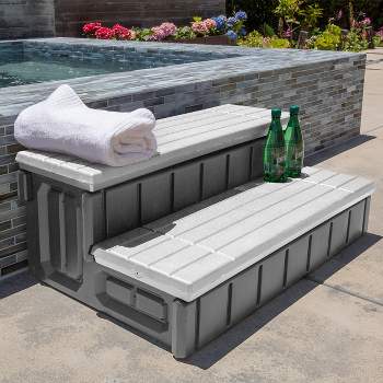 XtremepowerUS 36" Universal Resin Spa and Hot Tub Steps Hidden Storage 2-Step
