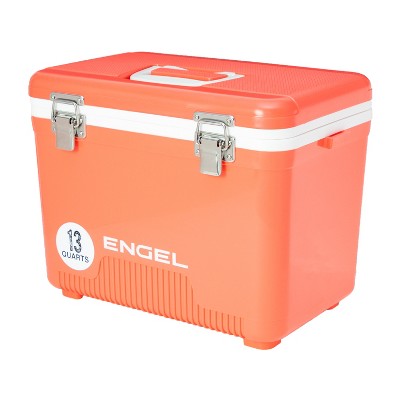 Engel 13 Quart Compact Durable Ultimate Leak Proof Outdoor Dry Box Cooler in Coral with Stain and Odor-Resistant Surface for 18 Cans or 12 lbs of Ice