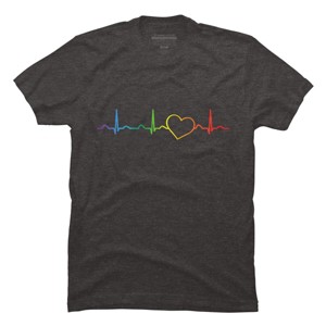 Adult Design By Humans Rainbow Pride Heartbeat By Luckyst T-Shirt - 1 of 2