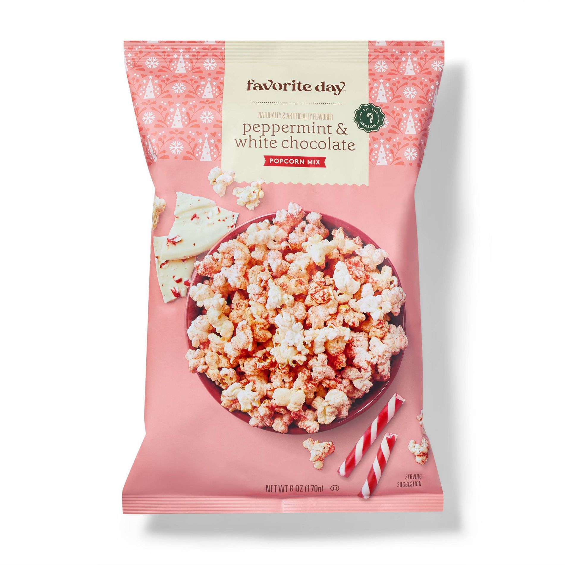 Christmas Peppermint and White Choc bark Popcorn - 6oz - Favorite Day™