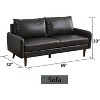 Modern Sofa Leather Couch with Wooden Legs for Living Room Office - 4 of 4
