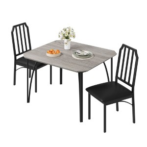 3-Piece Dining Table Set for 2 with Upholstered Chairs, Small Kitchen and Dining Room Table, Kitchen Table and Chair Set of 2, Space-Saving Design - 1 of 4