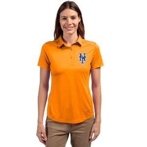 New York Mets Cutter & Buck Prospect Eco Textured Stretch Recycled Womens Short Sleeve Polo - 1 of 1